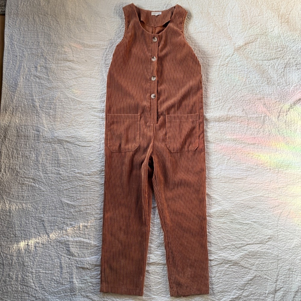 Little Lies Anthropologie Corduroy Jumpsuit XS Rust Brown Overall Cabincore Boho